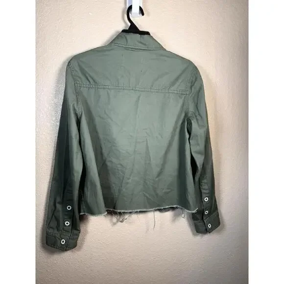 Pistola Camilo Cropped Military Style Jacket size M Green With Red Blue Stripe - Picture 7 of 8